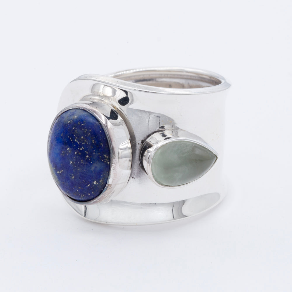 Sterling Silver Two Gemstones Ring