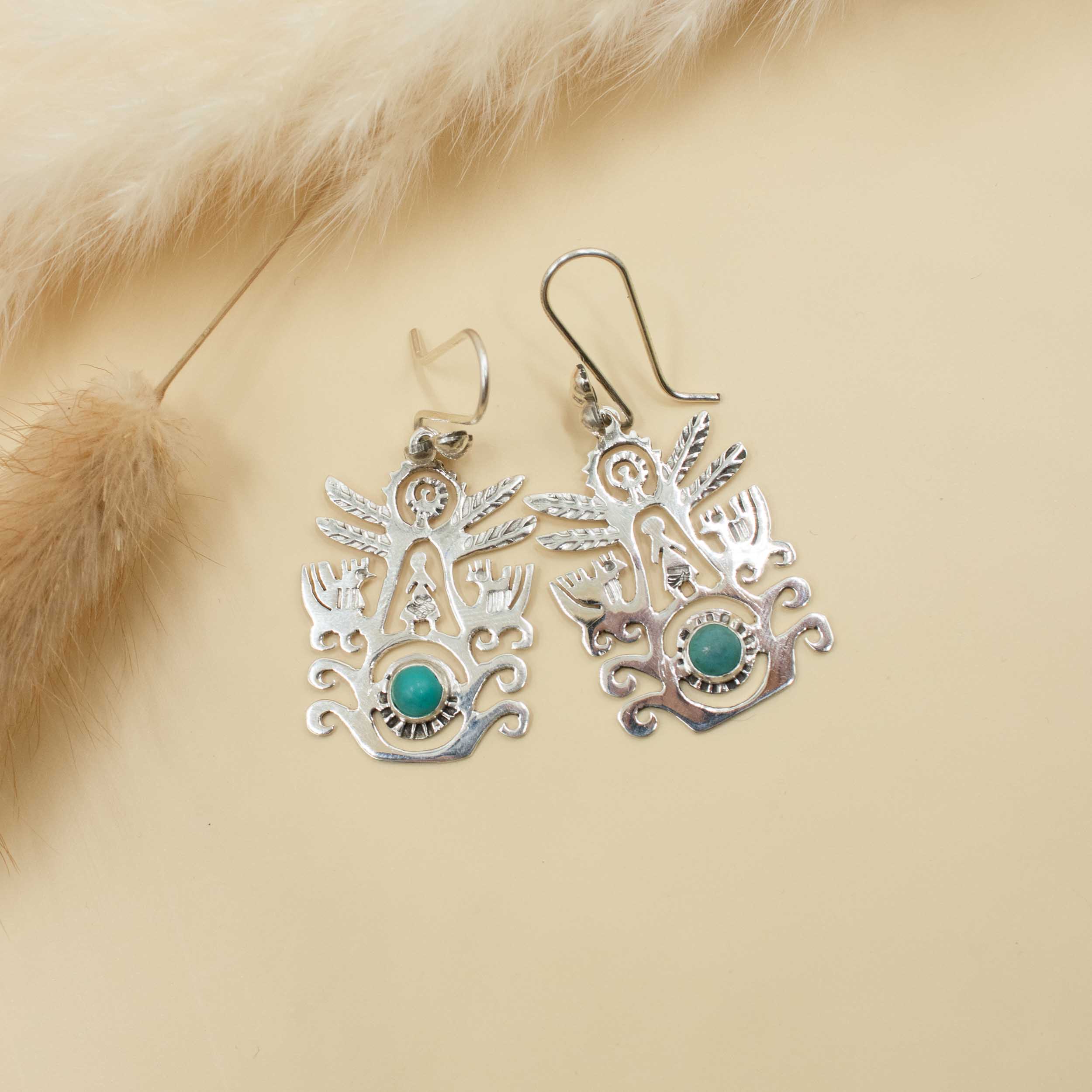 Sterling Silver Eternal Blue Tree of Life Earrings