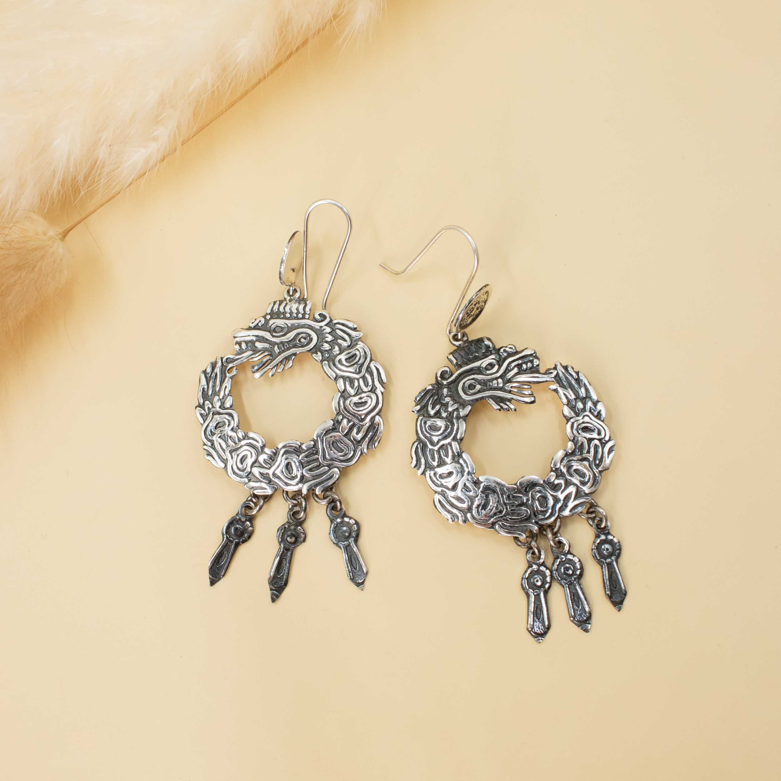 Sterling Silver Quetzalcoatl Earrings