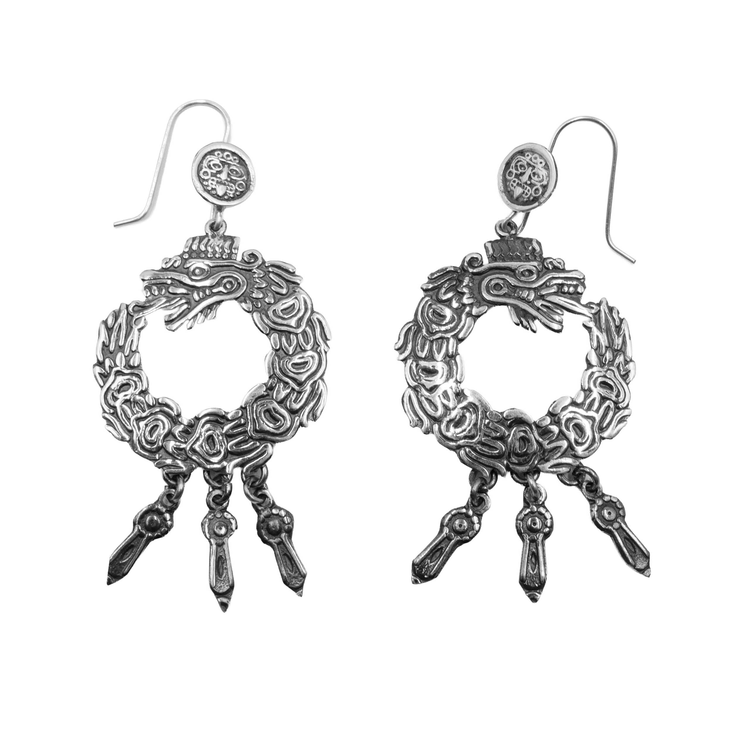 Sterling Silver Quetzalcoatl Earrings