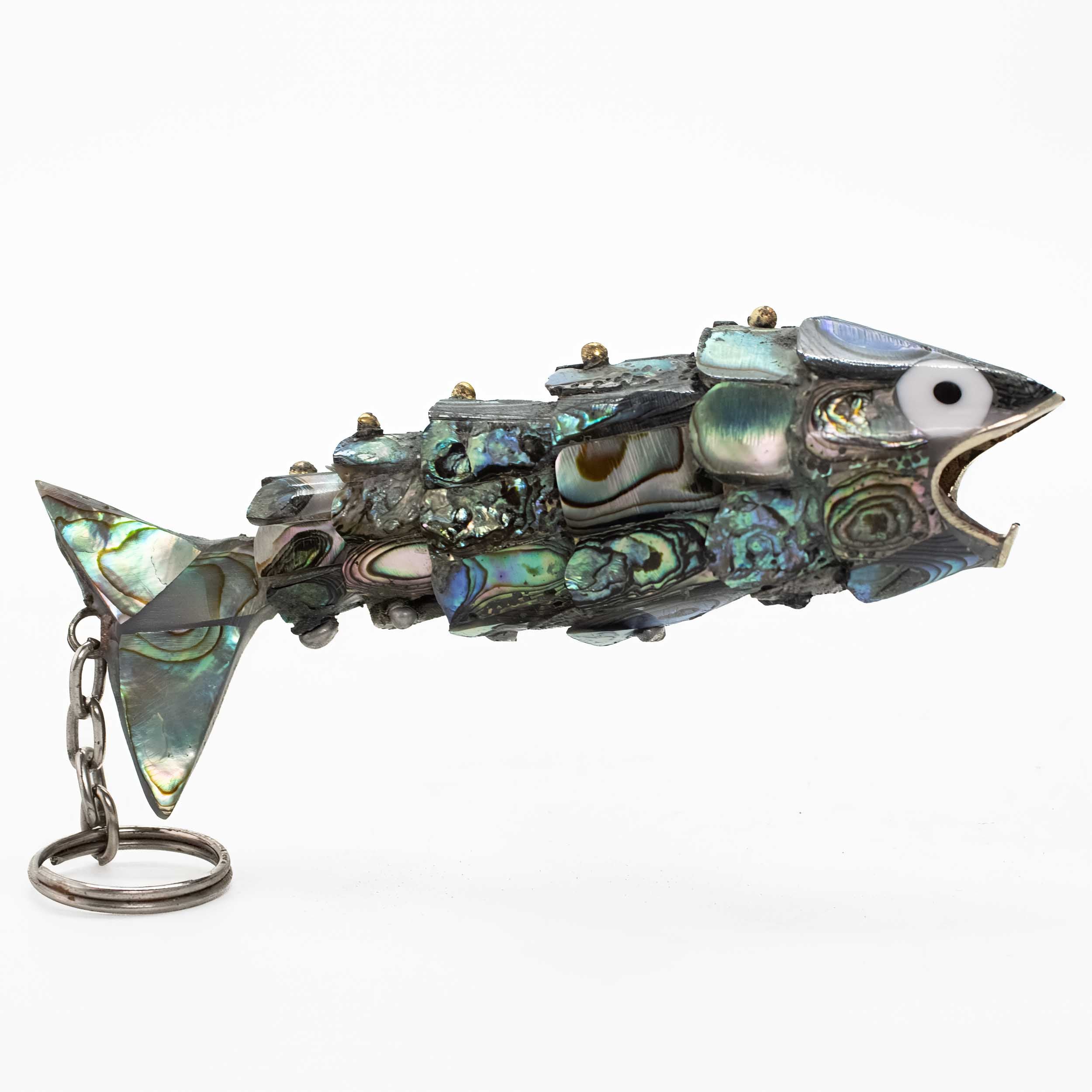 Articulated Abalone Shell Purse Charm Fish Bottle Opener