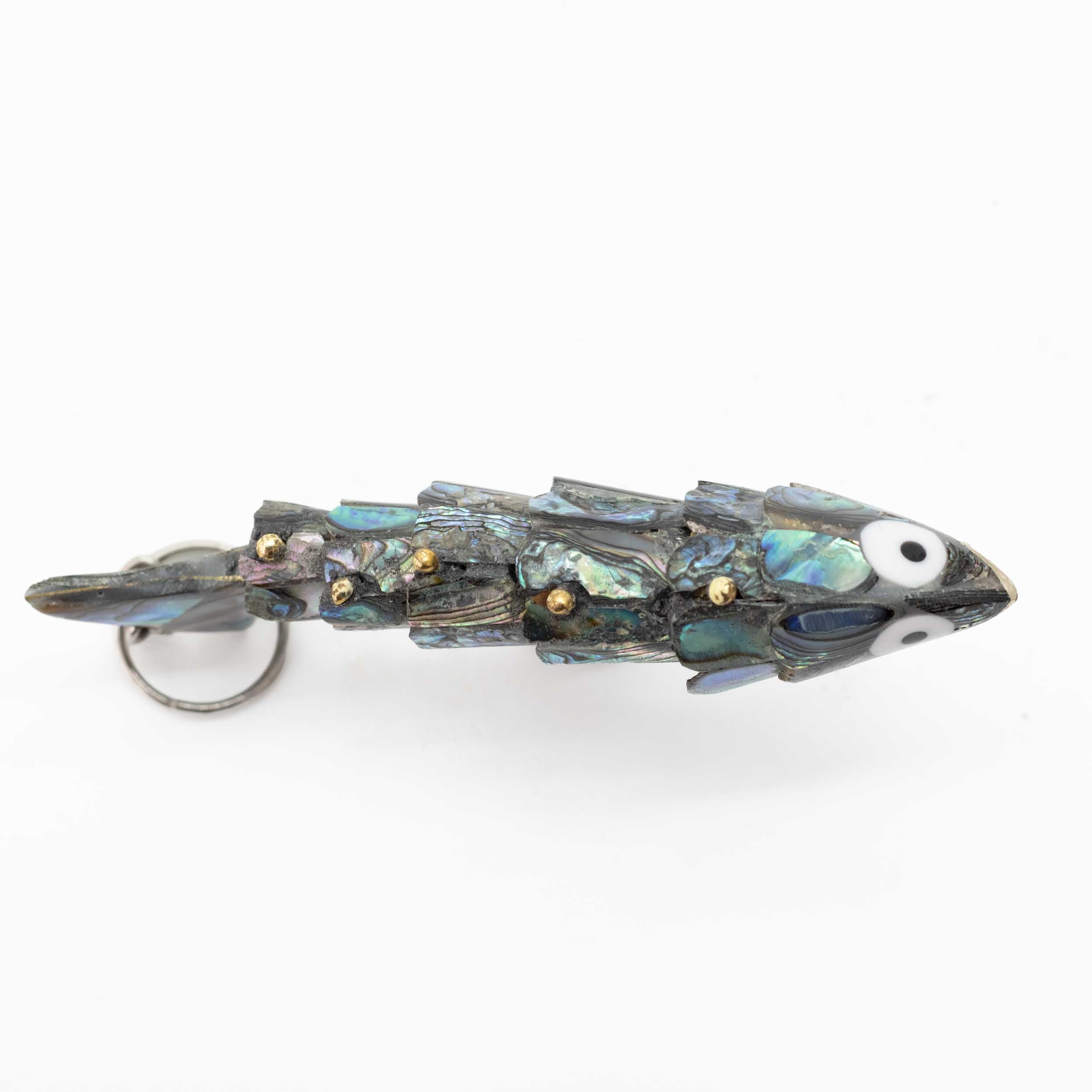 Articulated Abalone Shell Purse Charm Fish Bottle Opener