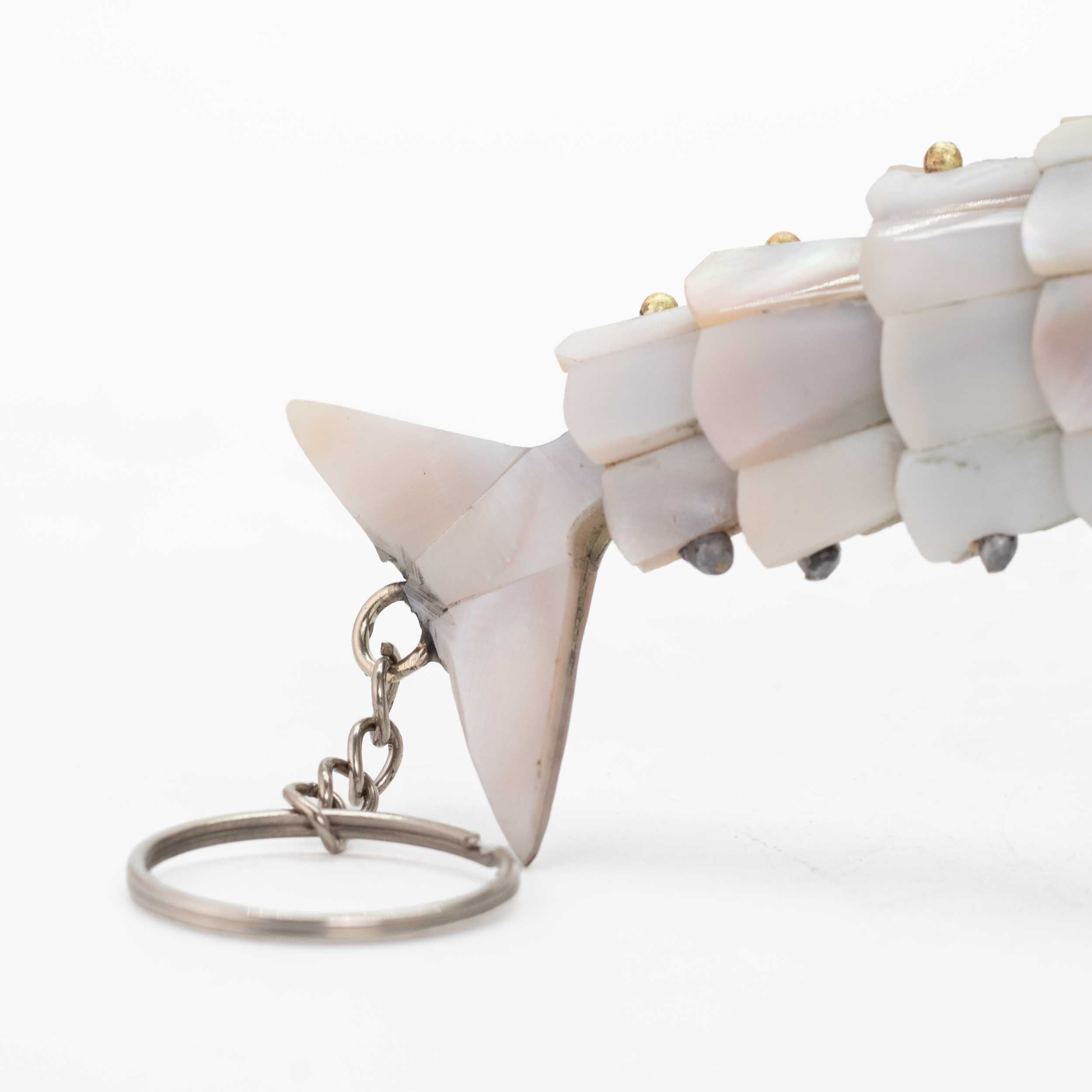 Articulated Abalone White Fish Purse Charms Bottle Opener Keychain