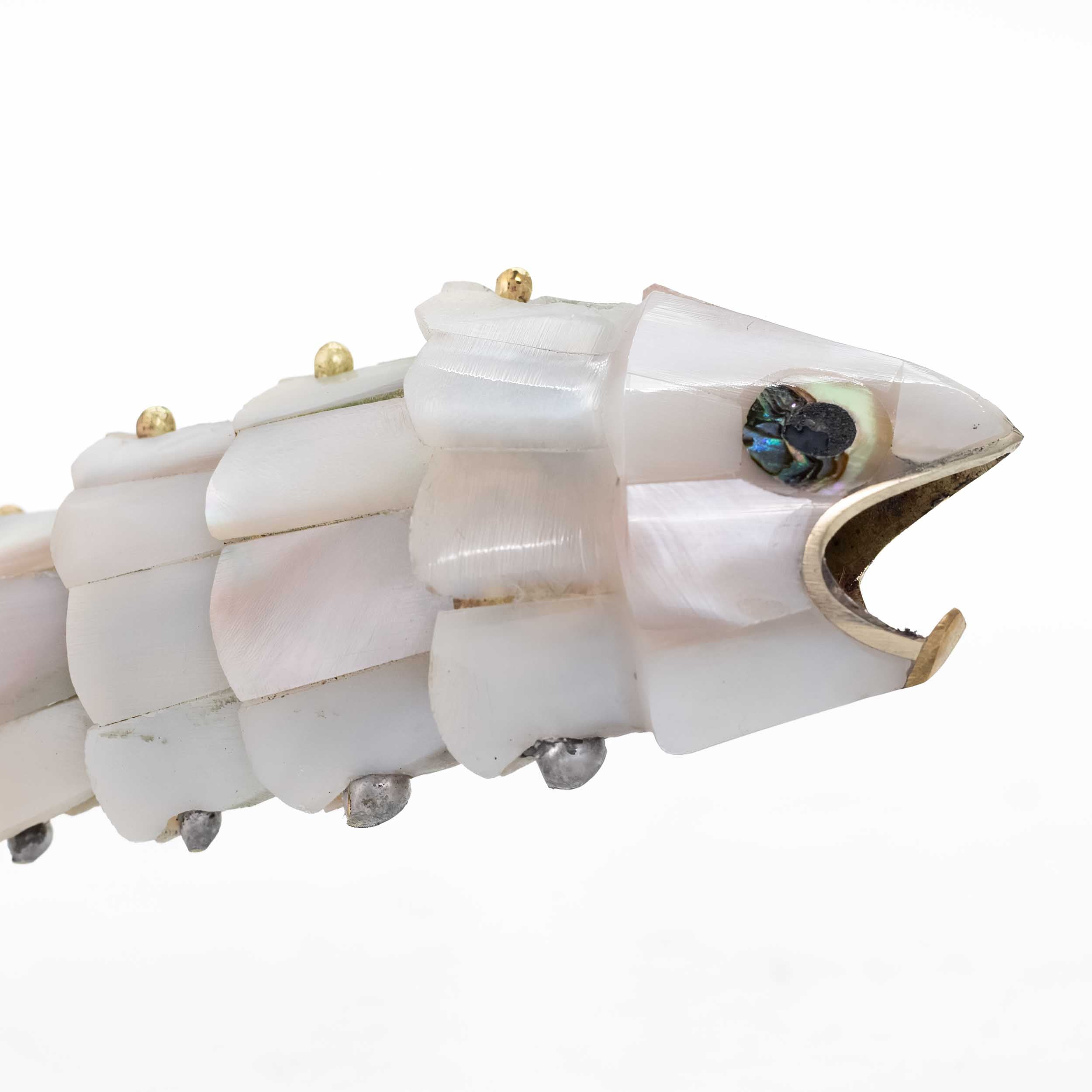 Articulated Abalone White Fish Purse Charms Bottle Opener Keychain
