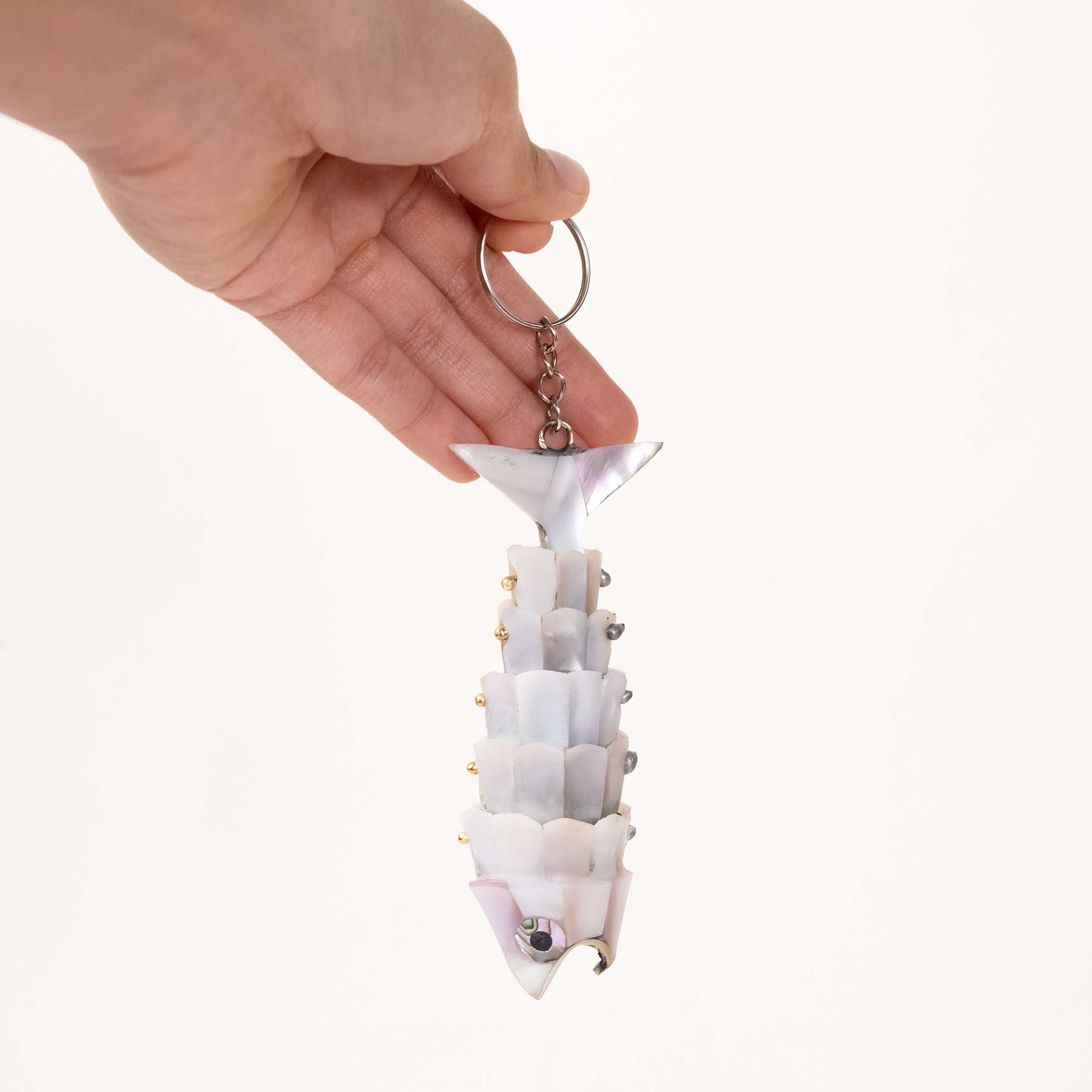 Articulated Abalone White Fish Purse Charms Bottle Opener Keychain