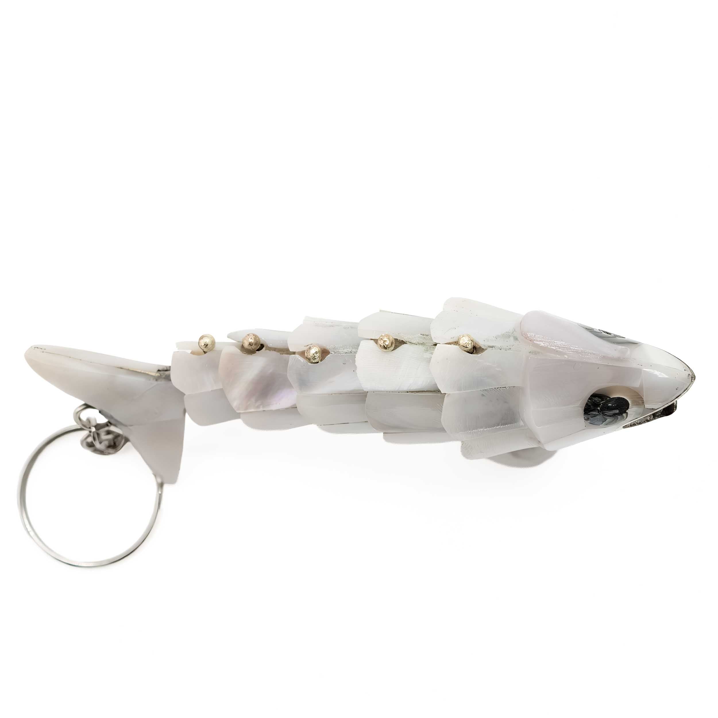 Articulated Abalone White Fish Purse Charms Bottle Opener Keychain