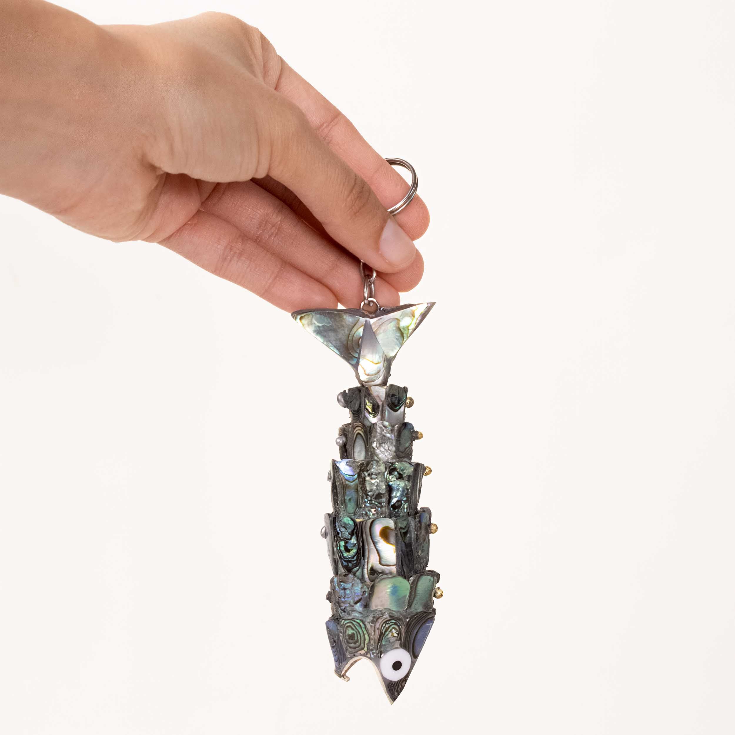Articulated Abalone Shell Purse Charm Fish Bottle Opener
