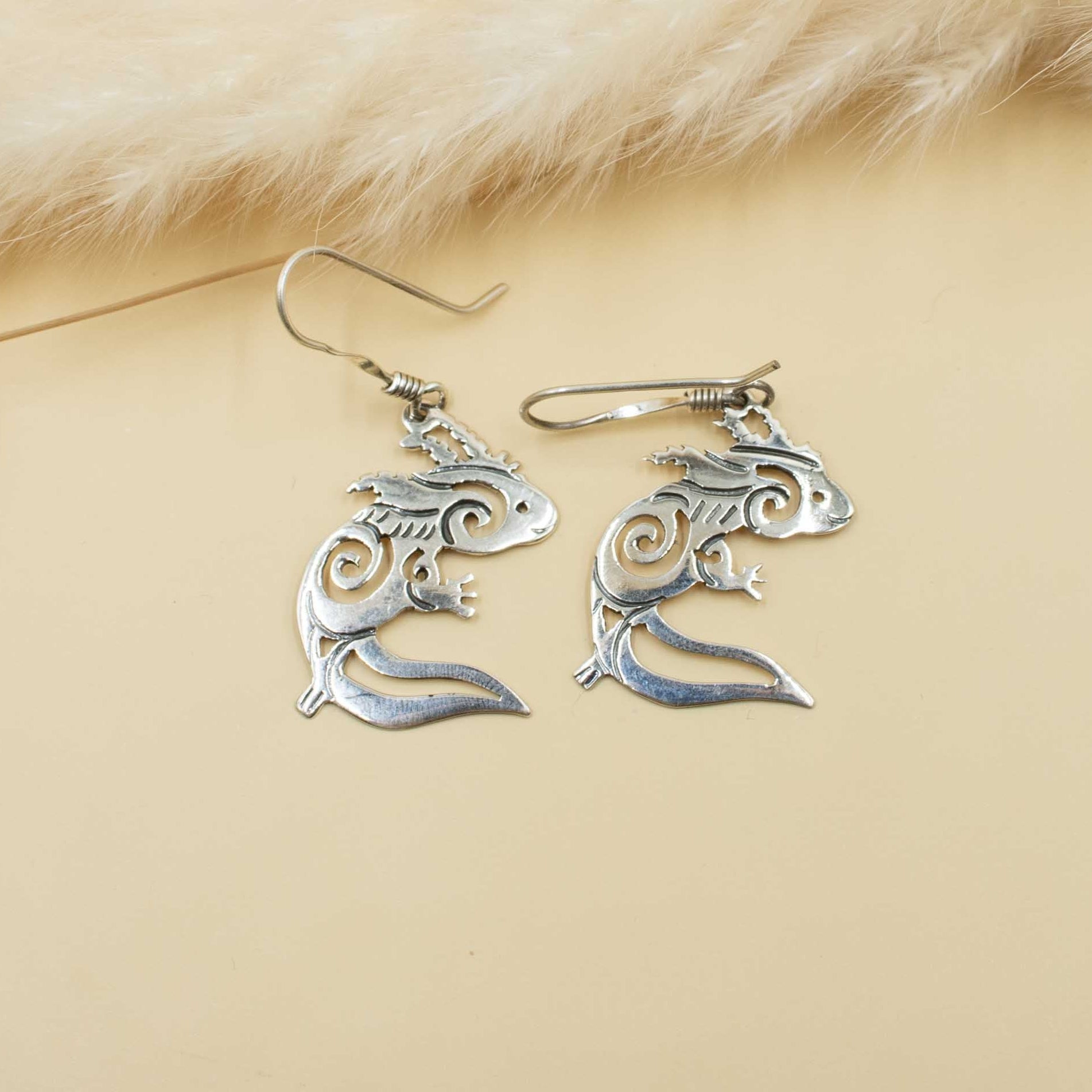 Sterling Silver Delicate Axolotl Earrings