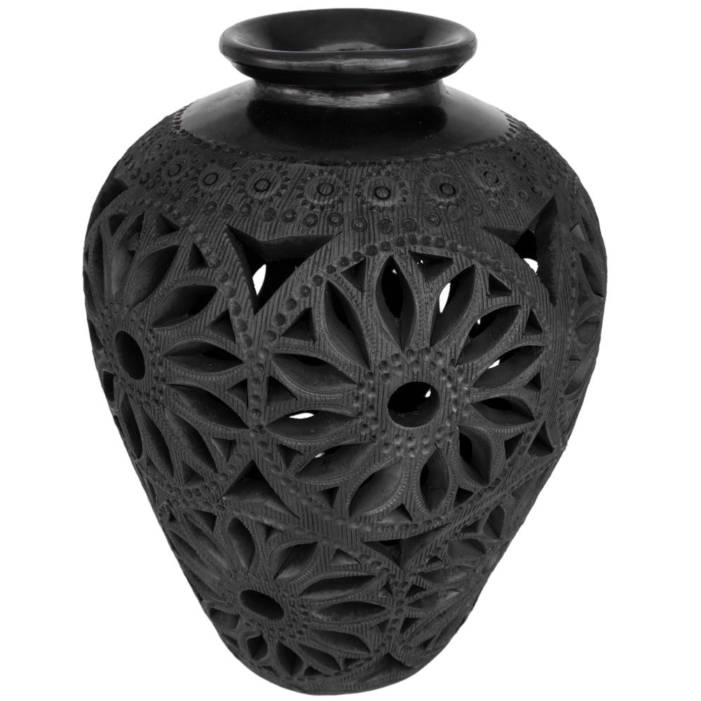 Barro Negro Open Work Solar Vase