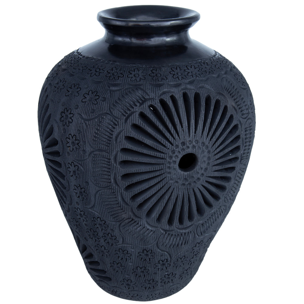 Barro Negro Open Work Solar Vase