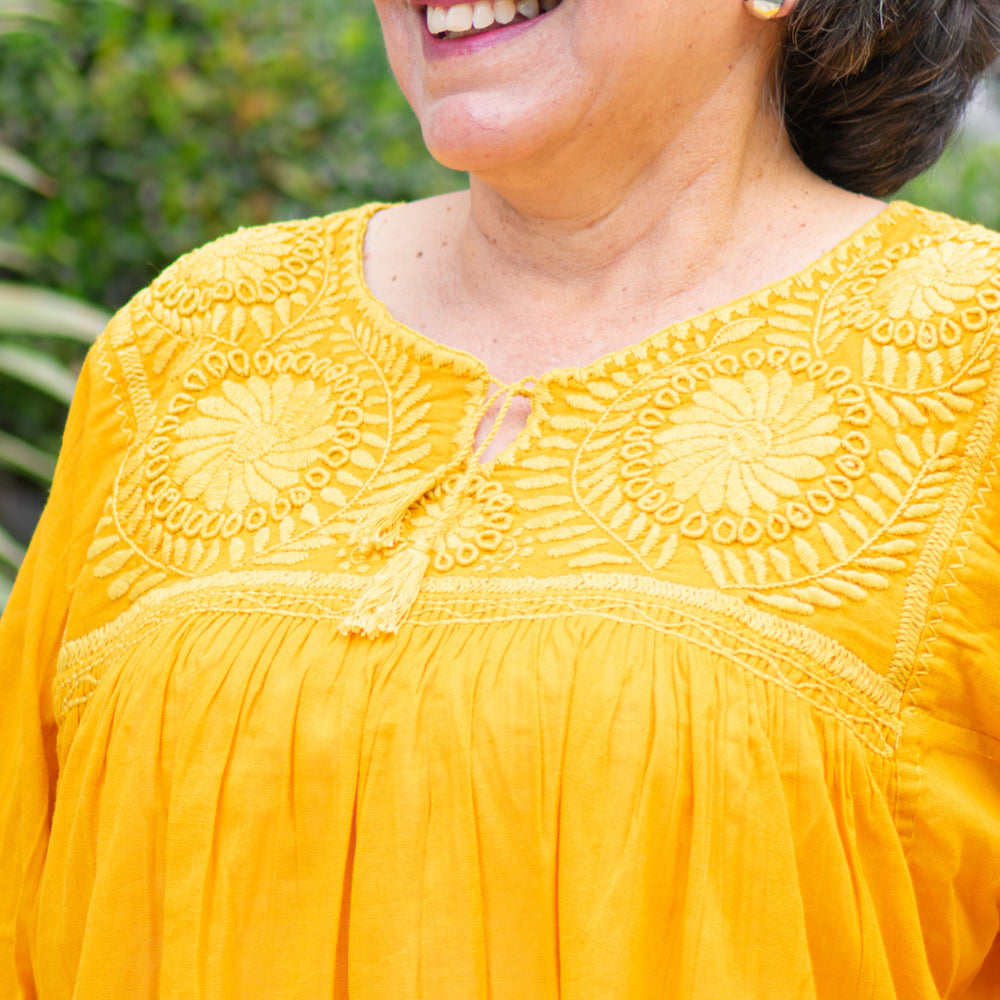 Carranza 3/4 Sleeve Embroidered Blouse