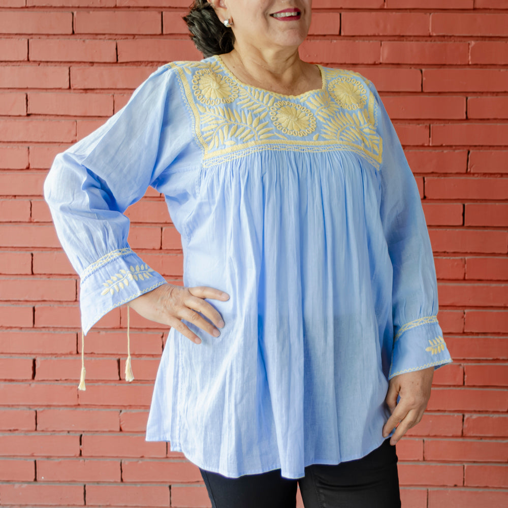 Carranza 3/4 Sleeve Embroidered Blouse