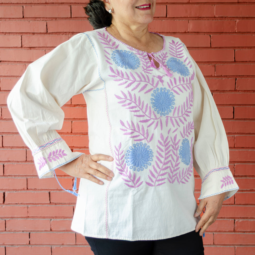 Carranza 3/4 Sleeve Embroidered Blouse