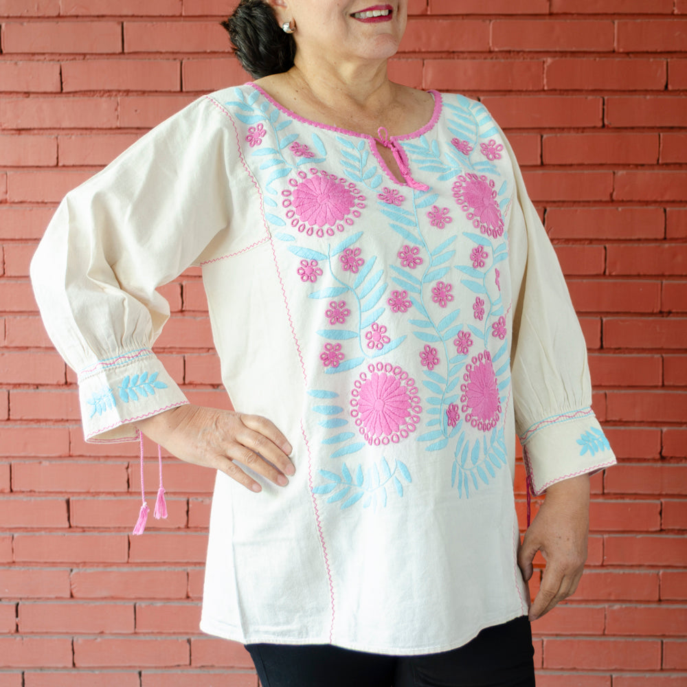 Carranza 3/4 Sleeve Embroidered Blouse