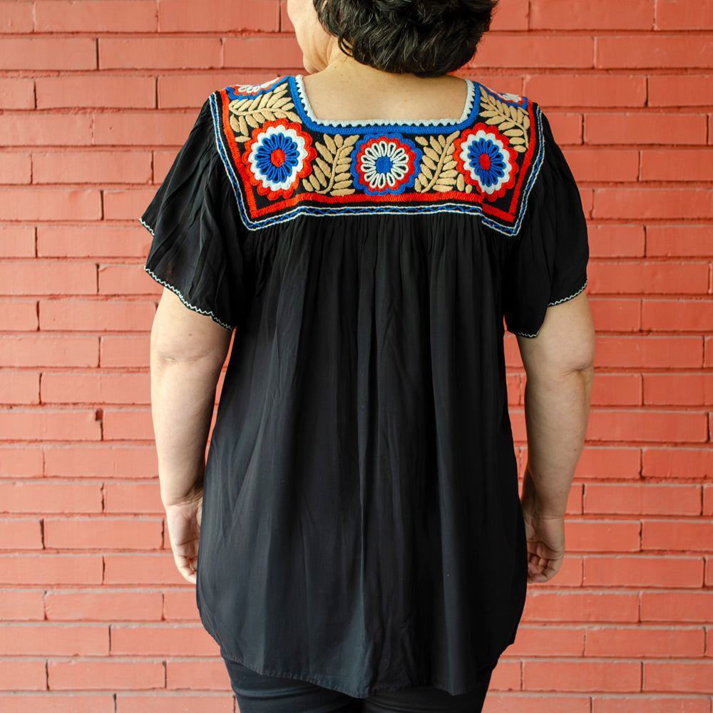 Carranza Short Sleeve Embroidered Blouse