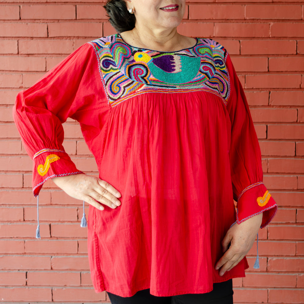 Carranza 3/4 Sleeve Embroidered Blouse