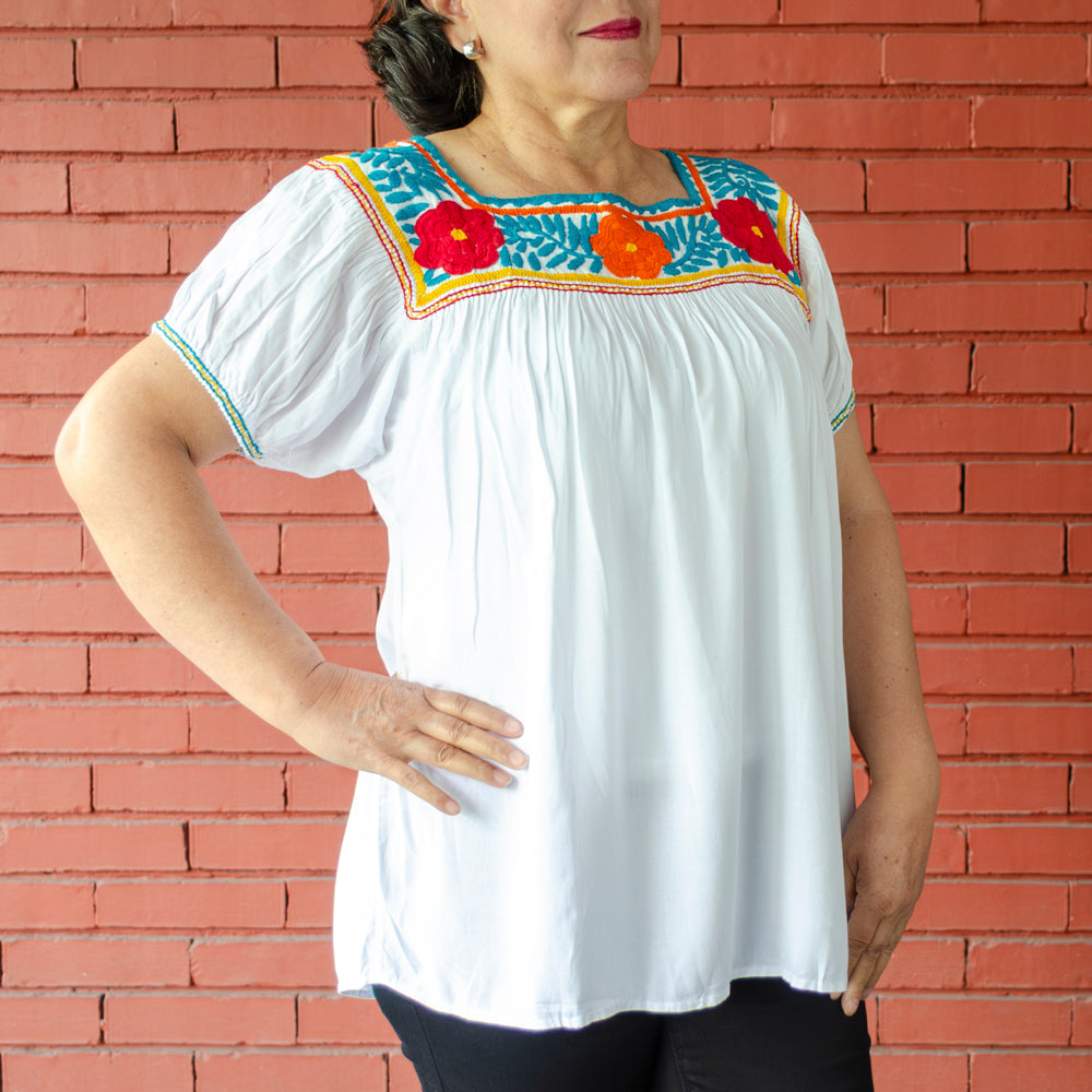 Carranza Short Sleeve Embroidered Blouse