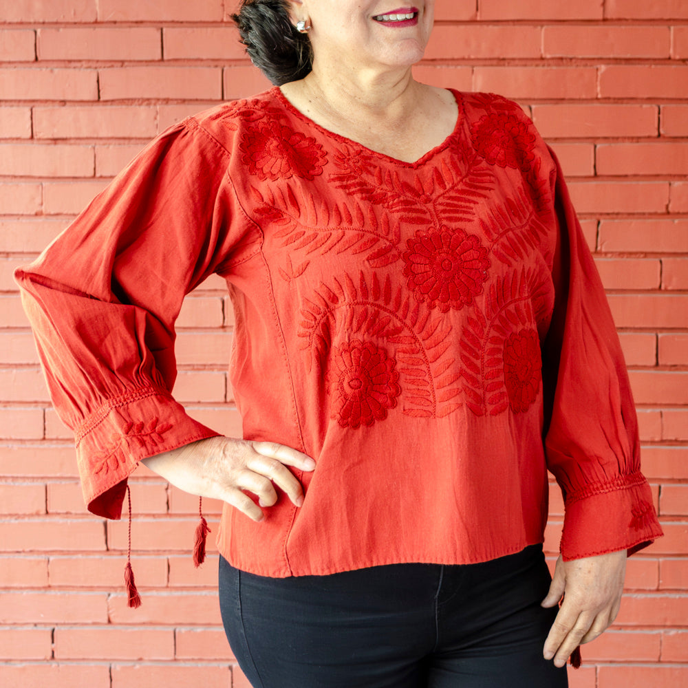 Carranza 3/4 Sleeve Embroidered Blouse