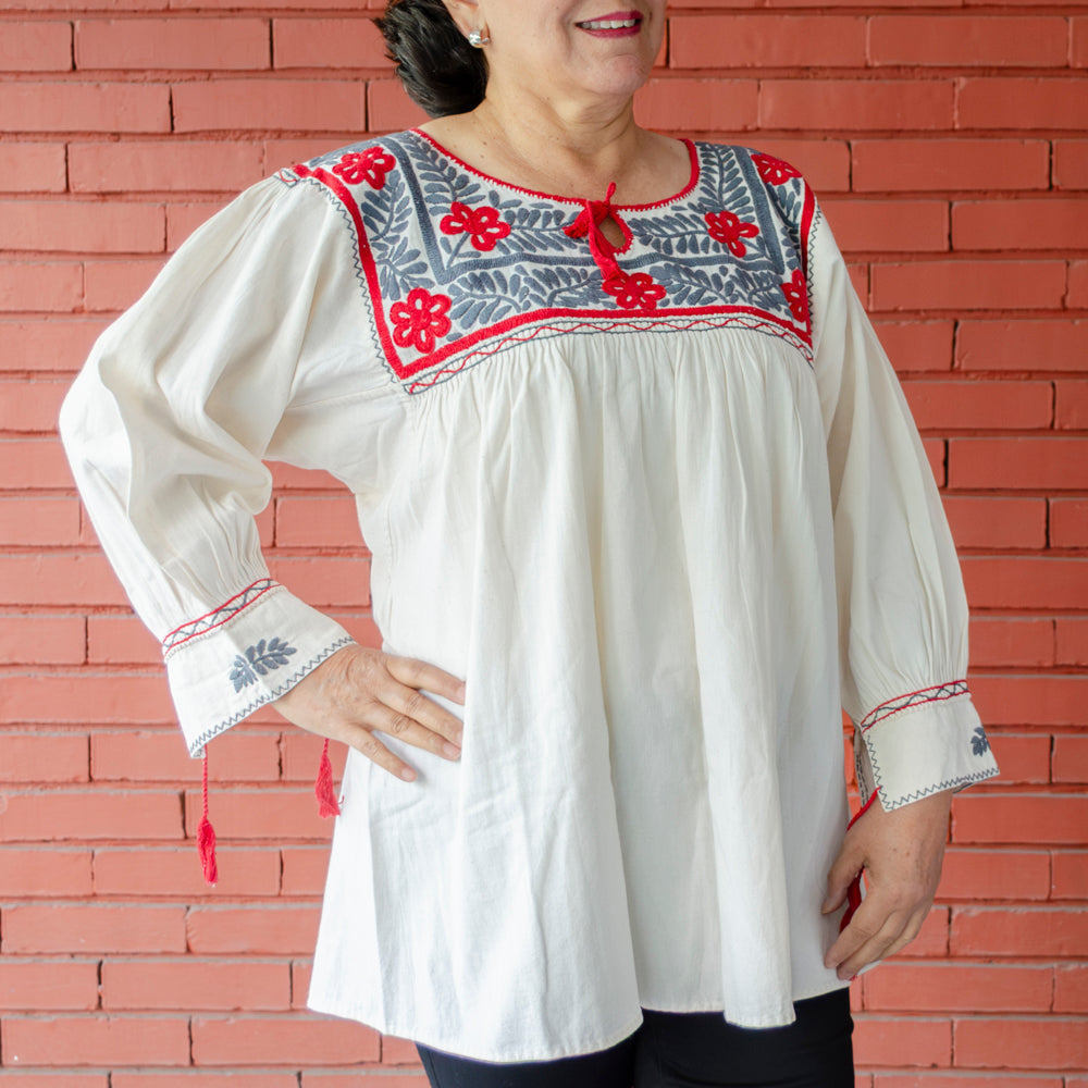 Carranza 3/4 Sleeve Embroidered Blouse