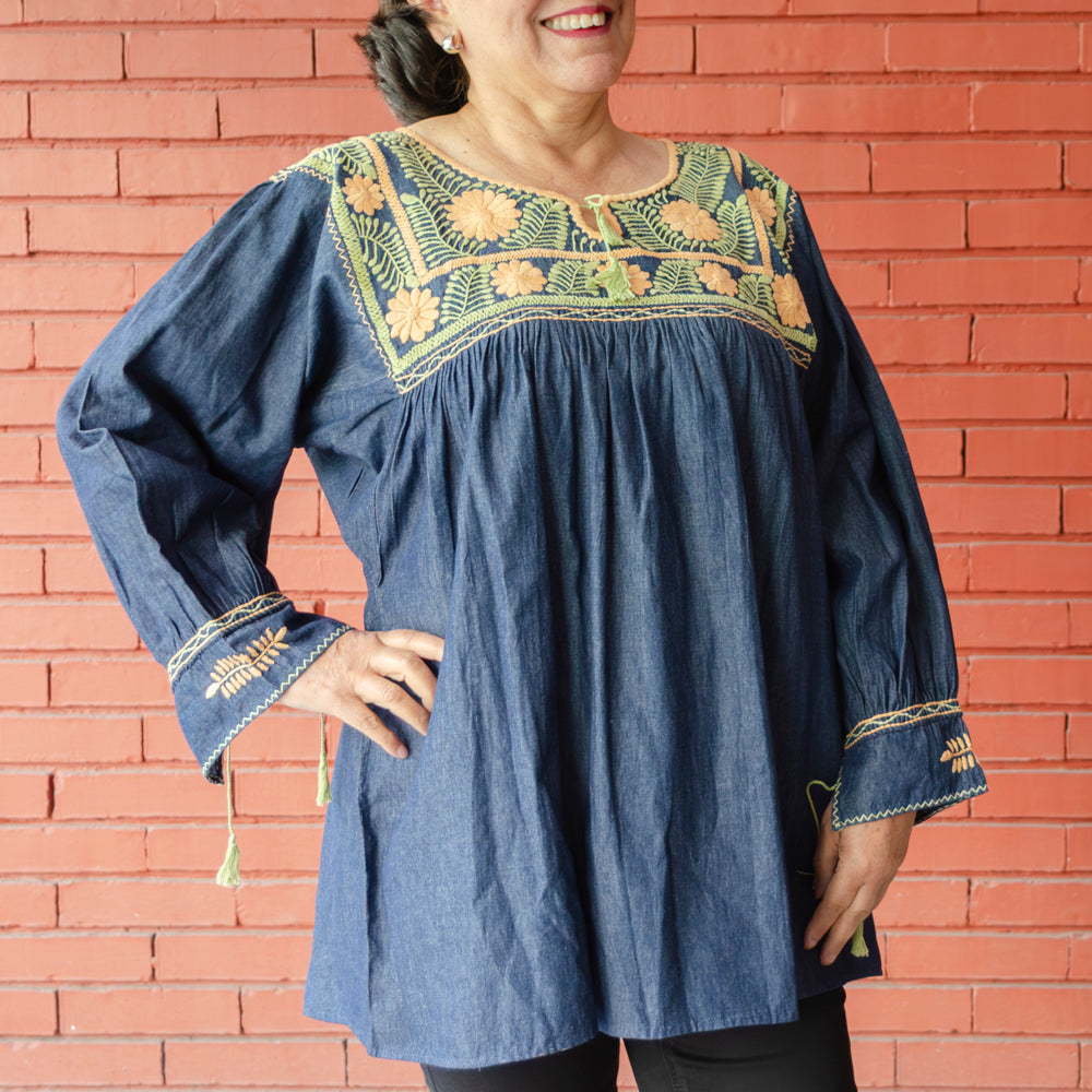 Carranza 3/4 Sleeve Embroidered Blouse