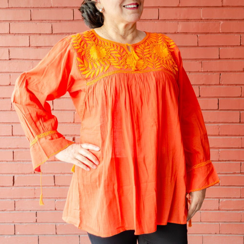 Carranza 3/4 Sleeve Embroidered Blouse