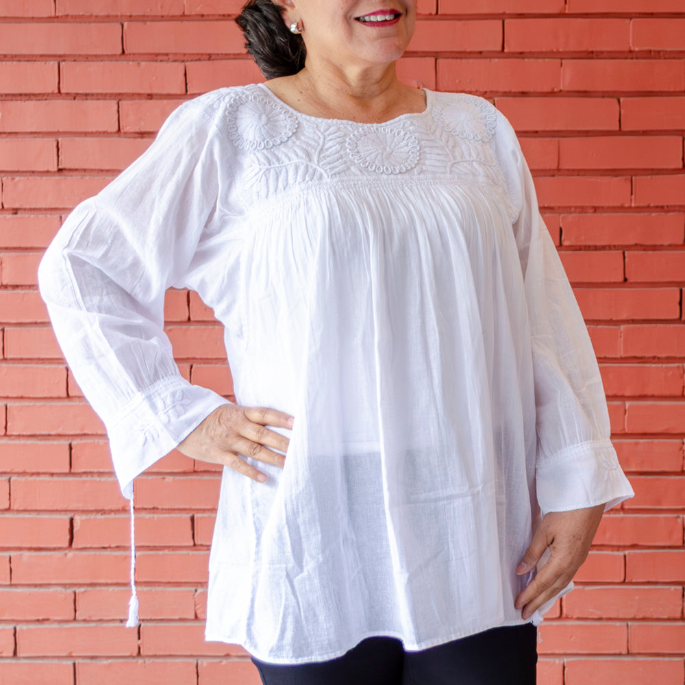 Carranza 3/4 Sleeve Embroidered Blouse