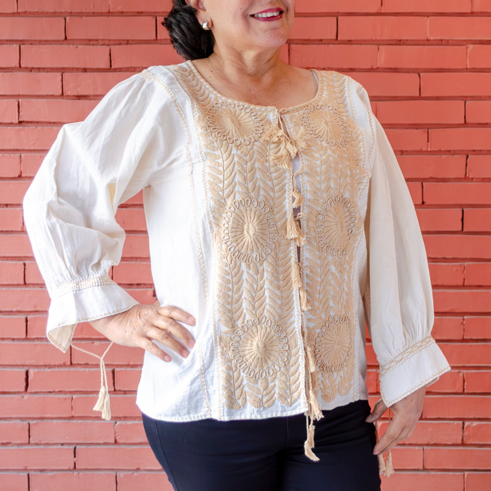 Carranza 3/4 Sleeve Embroidered Blouse