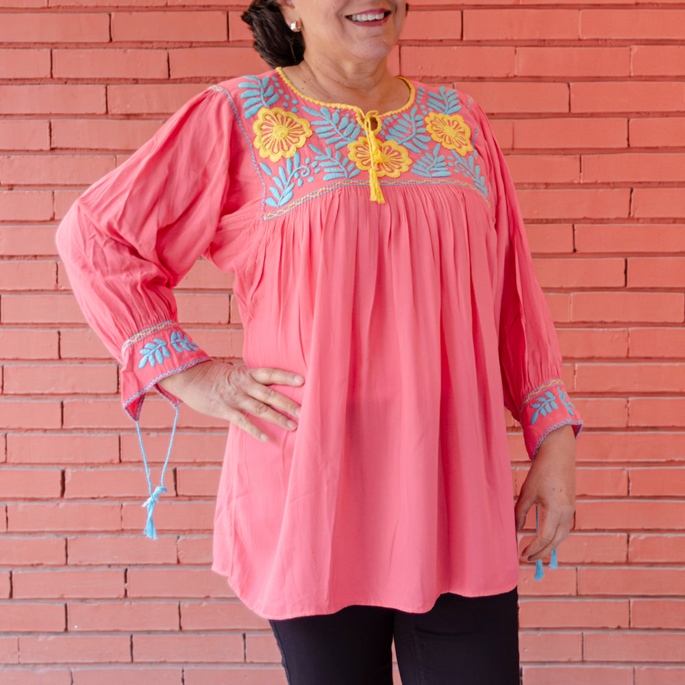 Carranza 3/4 Sleeve Embroidered Blouse