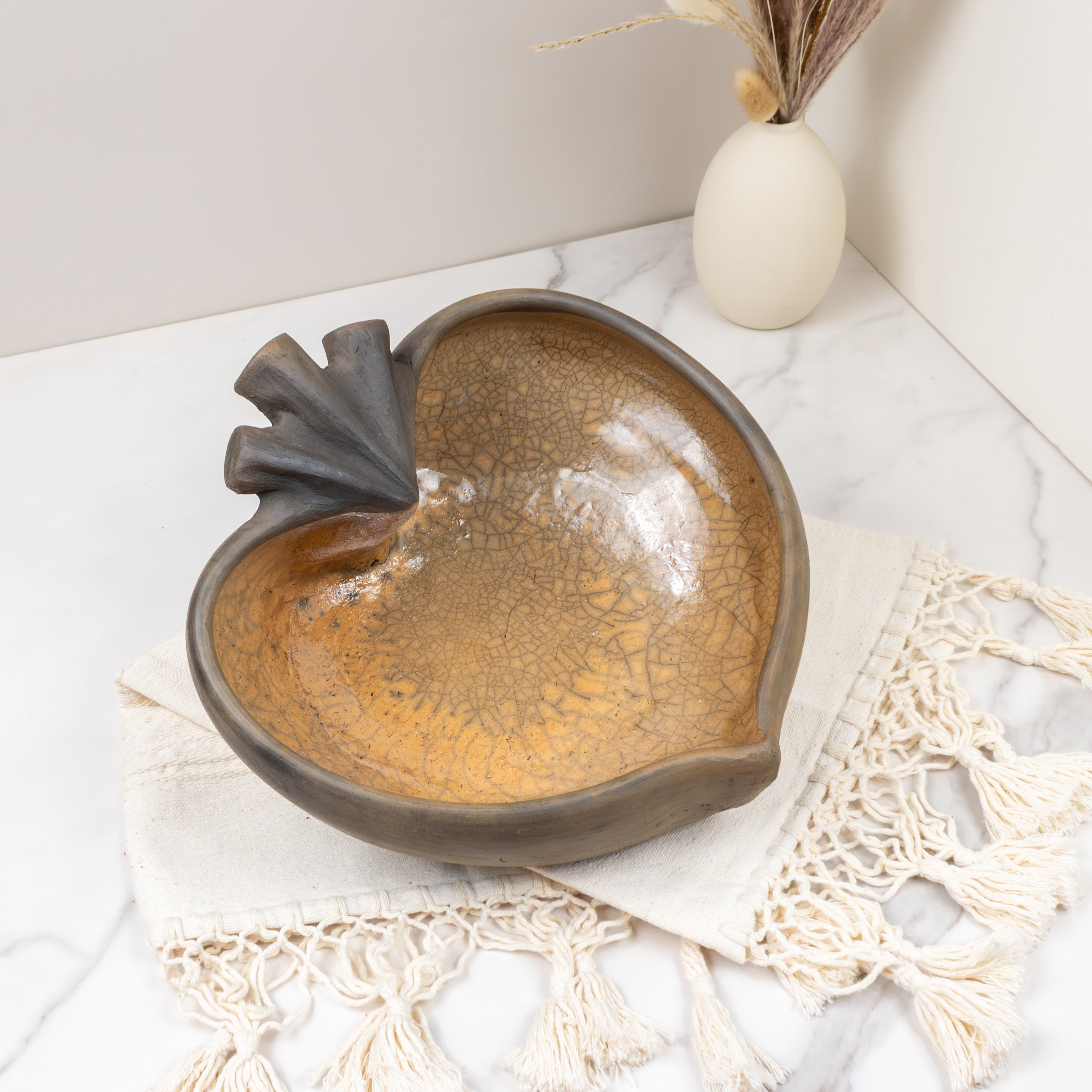 Large Atzompa Heart Clay Bowl