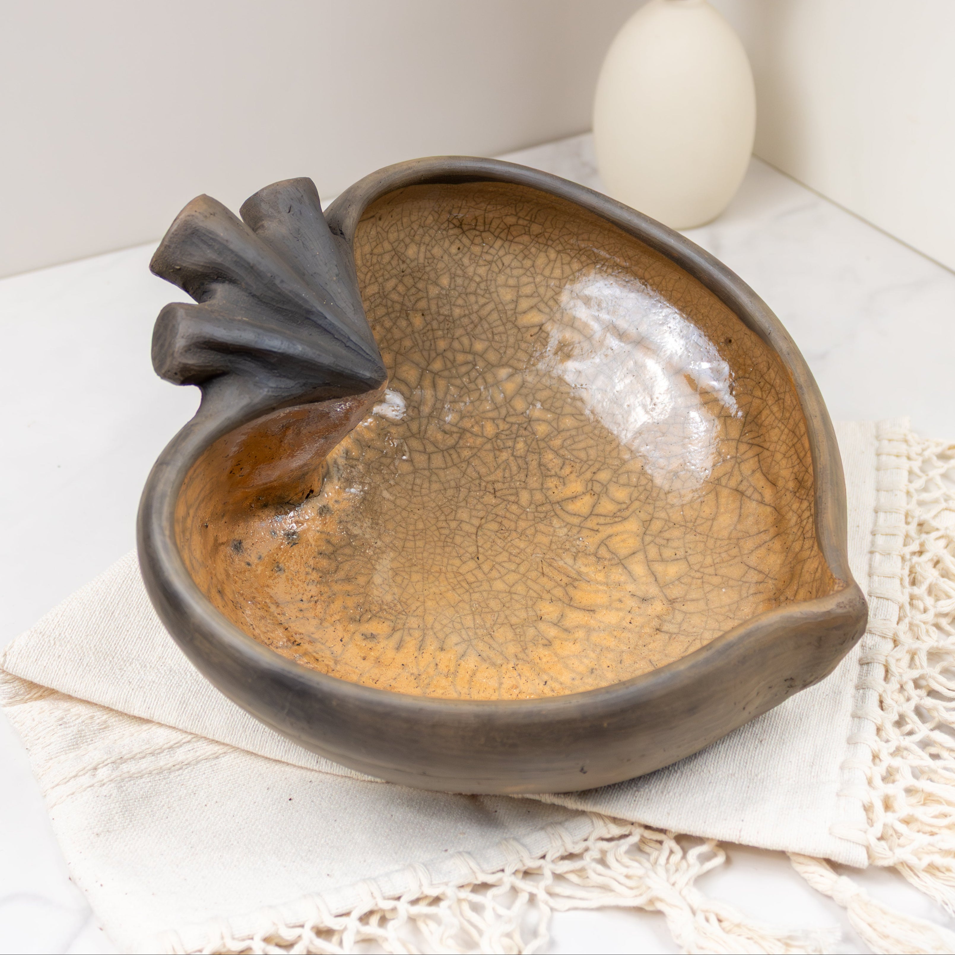 Large Atzompa Heart Clay Bowl