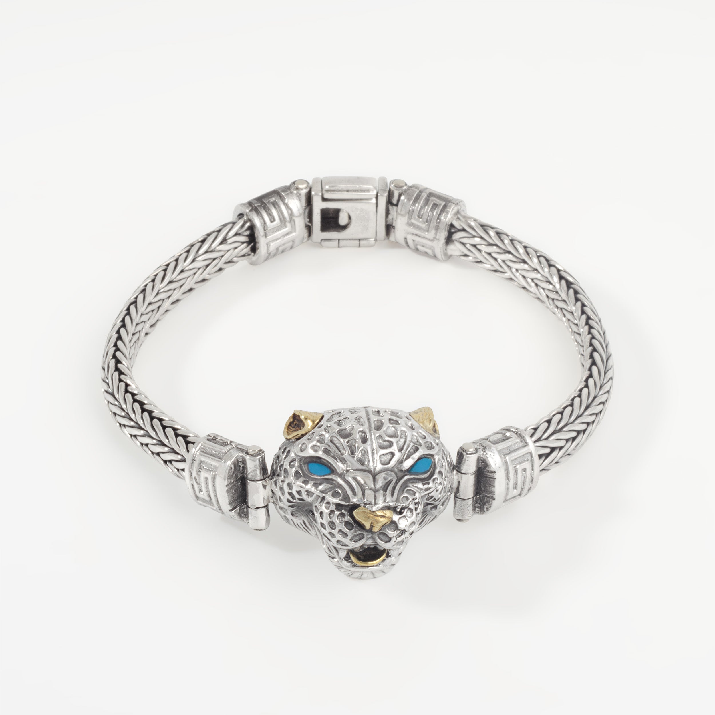 Sterling Silver Jaguar Braided Bracelet