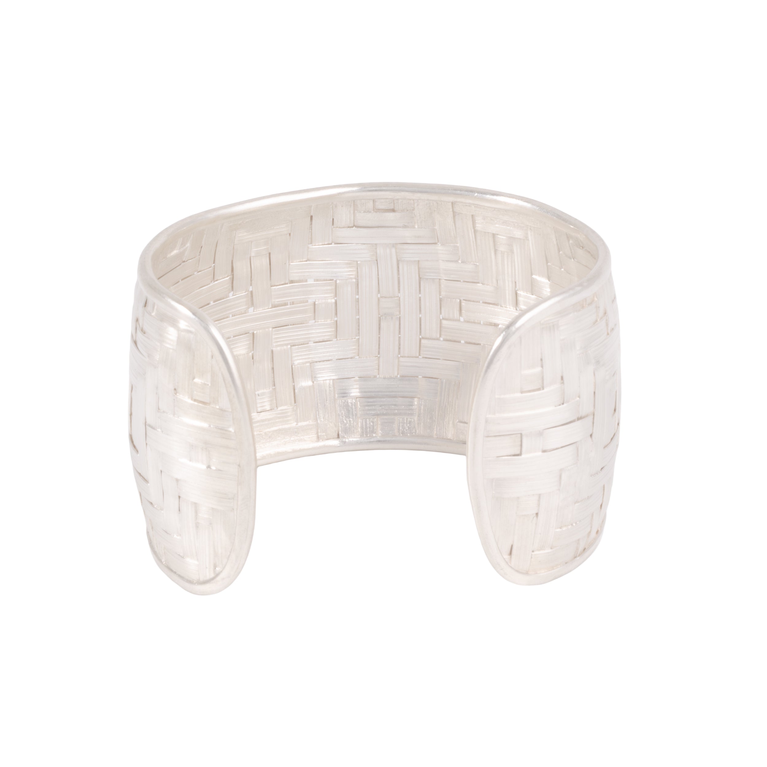 Sterling Silver Thick Woven Cuff Bracelet
