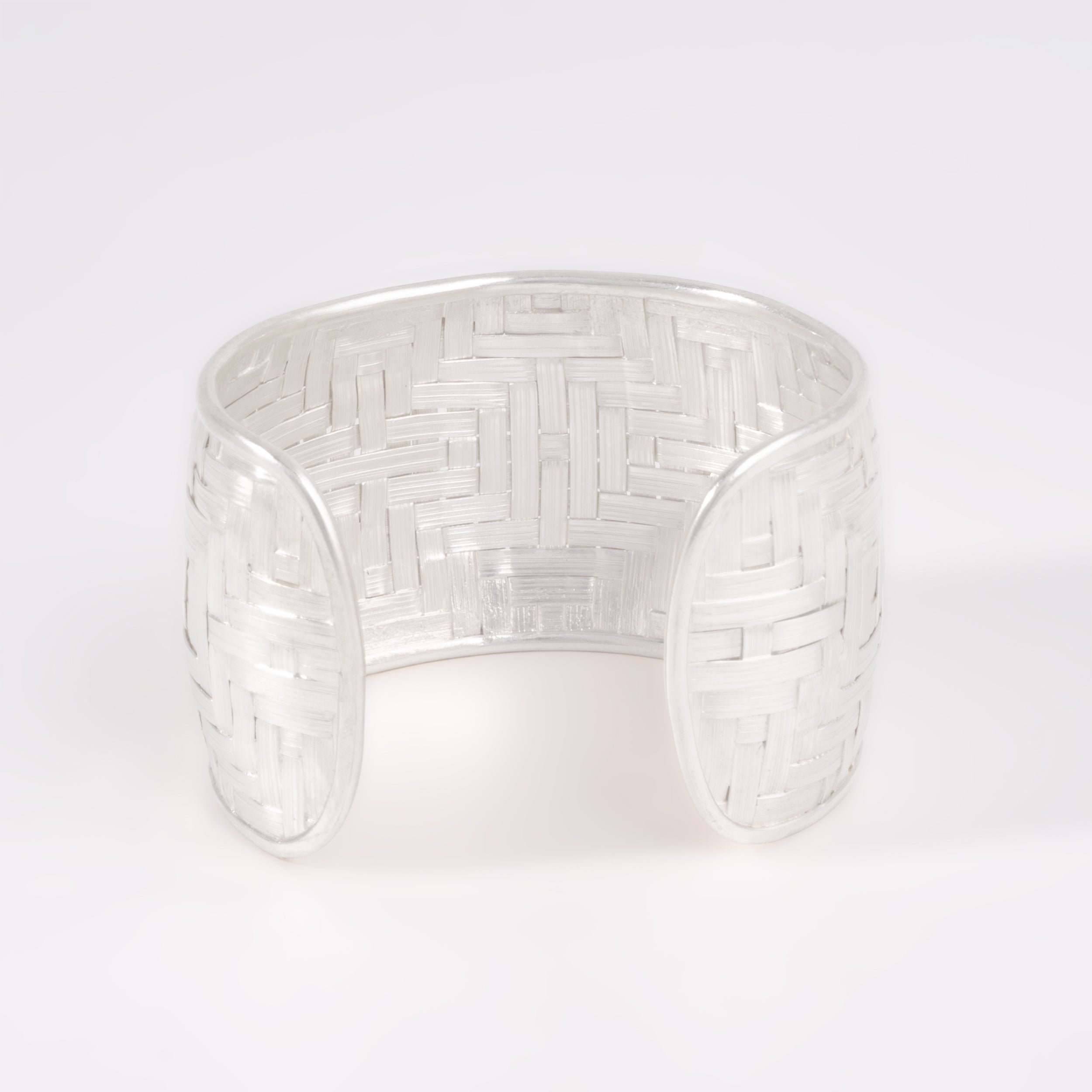 Sterling Silver Thick Woven Cuff Bracelet