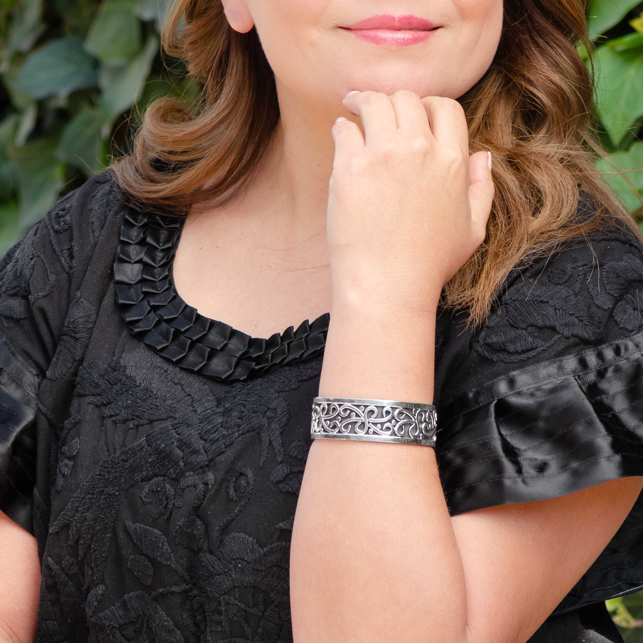 Sterling Silver Mayan Oxidized Cuff Bracelet