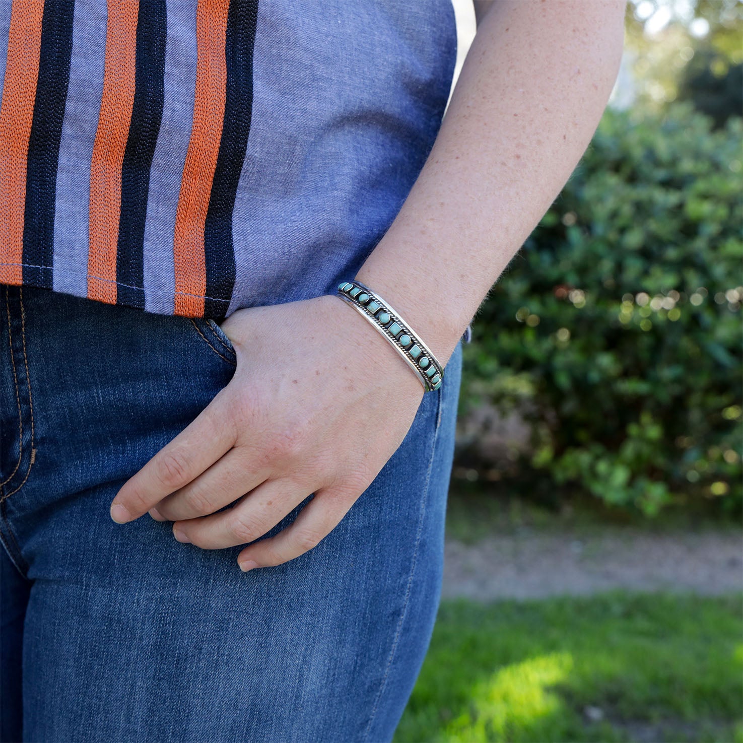 Sterling Silver with Turquoise Accents Cuff Bracelet