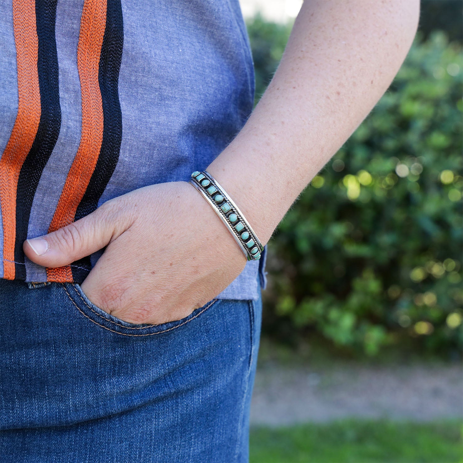 Sterling Silver with Turquoise Accents Cuff Bracelet