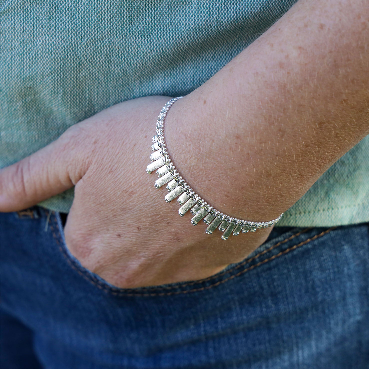 Sterling Silver Boleado Column Bracelet