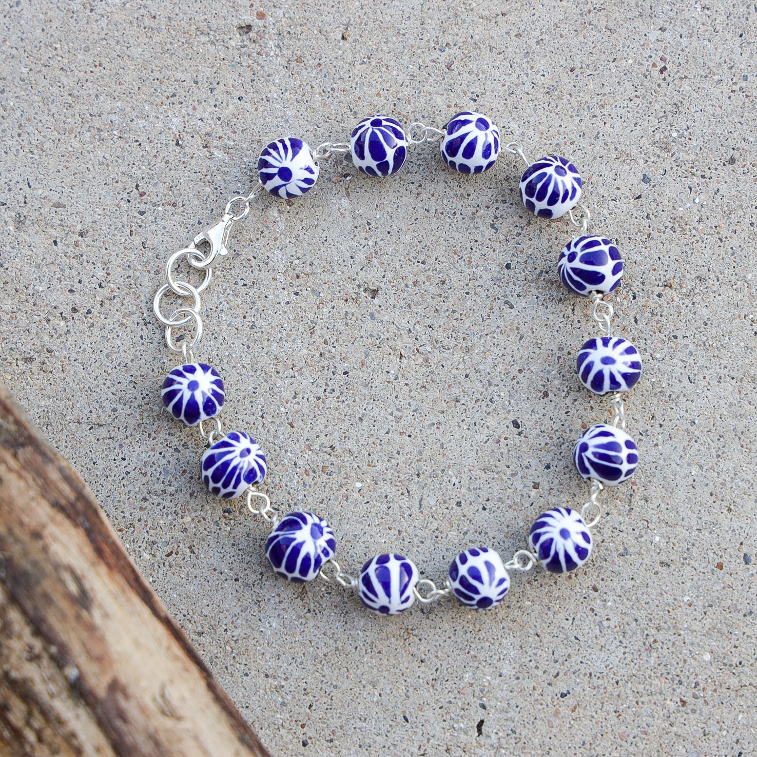 Sterling Silver Talavera Bead Bracelet