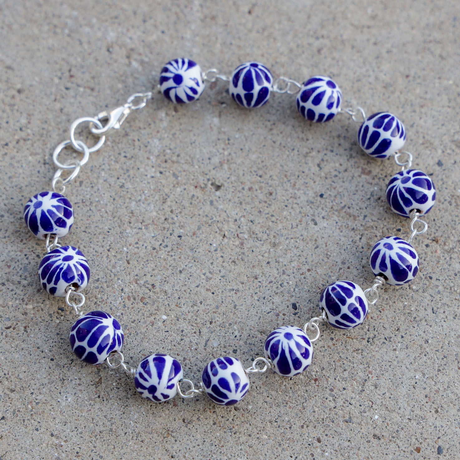 Sterling Silver Talavera Bead Bracelet