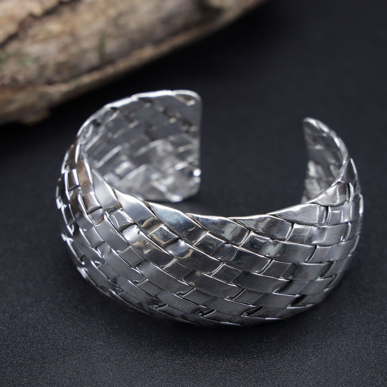 Sterling Silver Canasta Cuff Bracelet