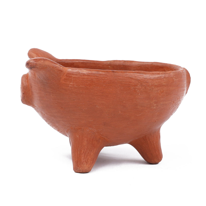 Barro Rojo, or Red Clay Terracotta Cochinito (Piglet) Salsa Bowl with Matching Spoon Made in San Marcos Tlapazola, Oaxaca.