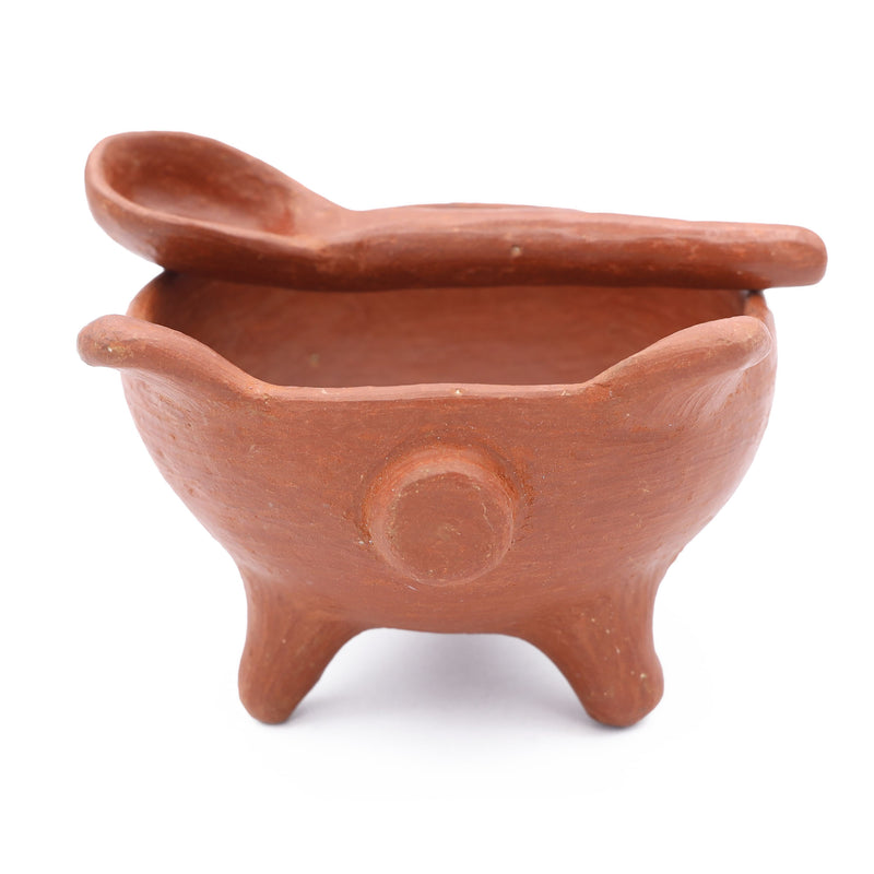 Barro Rojo, or Red Clay Terracotta Cochinito (Piglet) Salsa Bowl with Matching Spoon Made in San Marcos Tlapazola, Oaxaca.