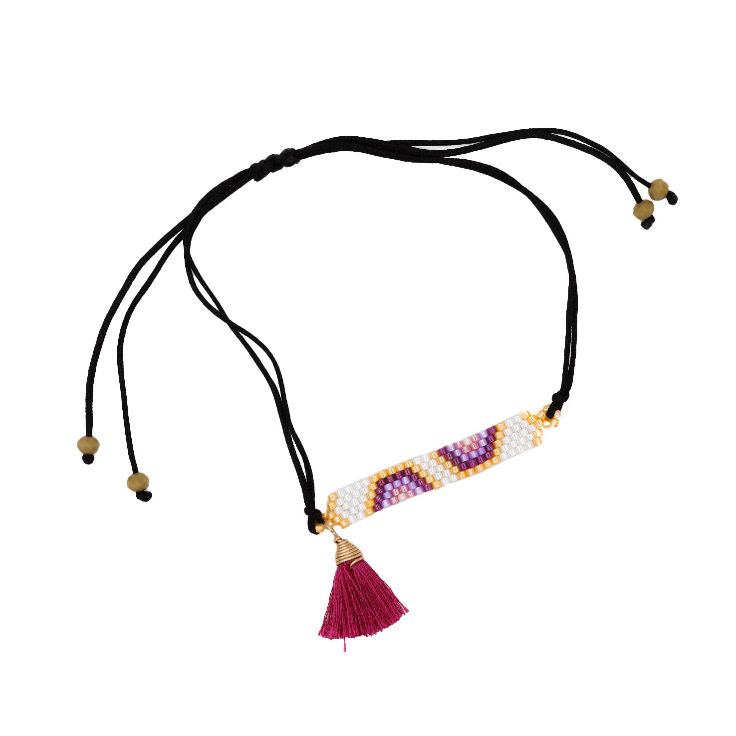 Wixárika Beaded Adjustable Bracelet with Tassel