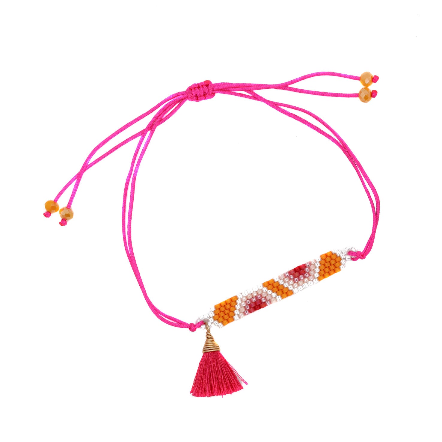 Wixárika Beaded Adjustable Bracelet with Tassel