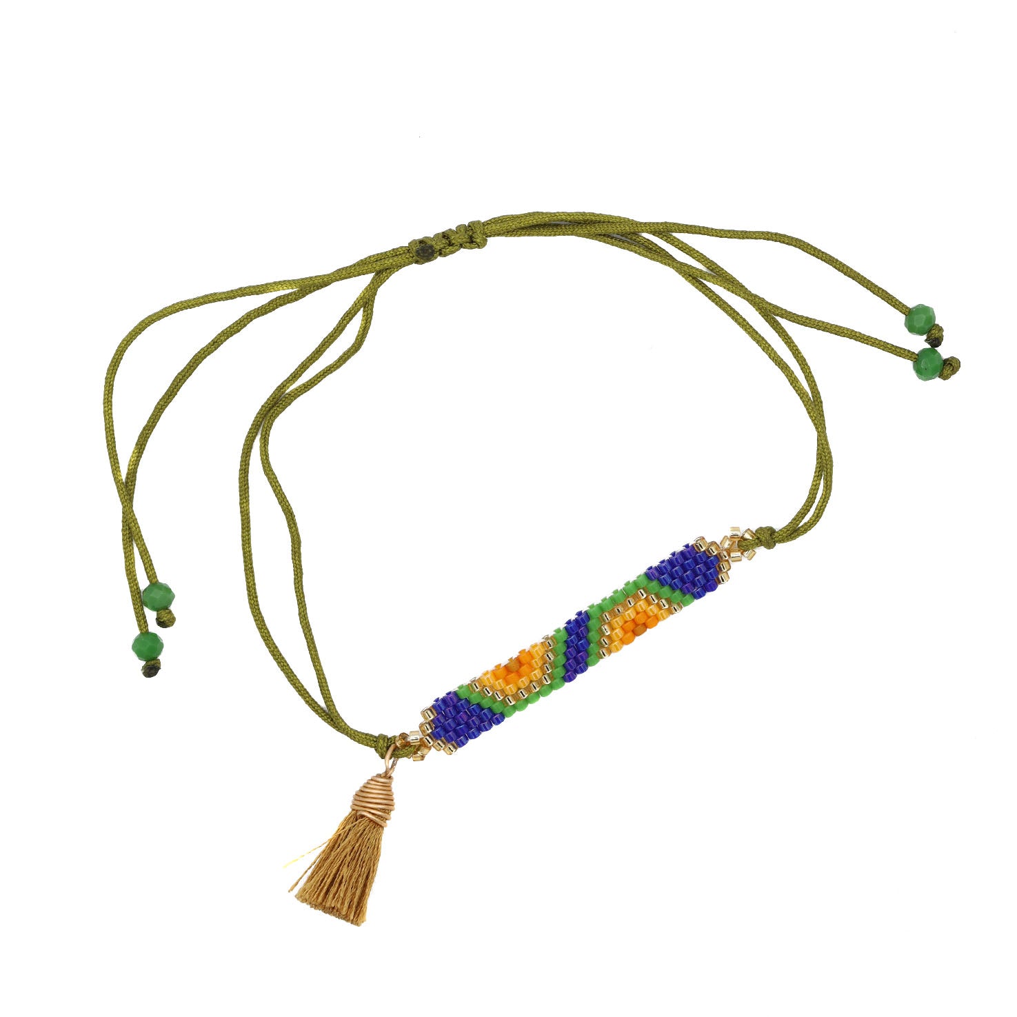 Wixárika Beaded Adjustable Bracelet with Tassel