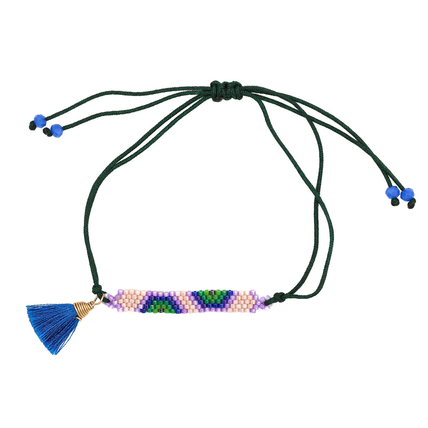 Wixárika Beaded Adjustable Bracelet with Tassel