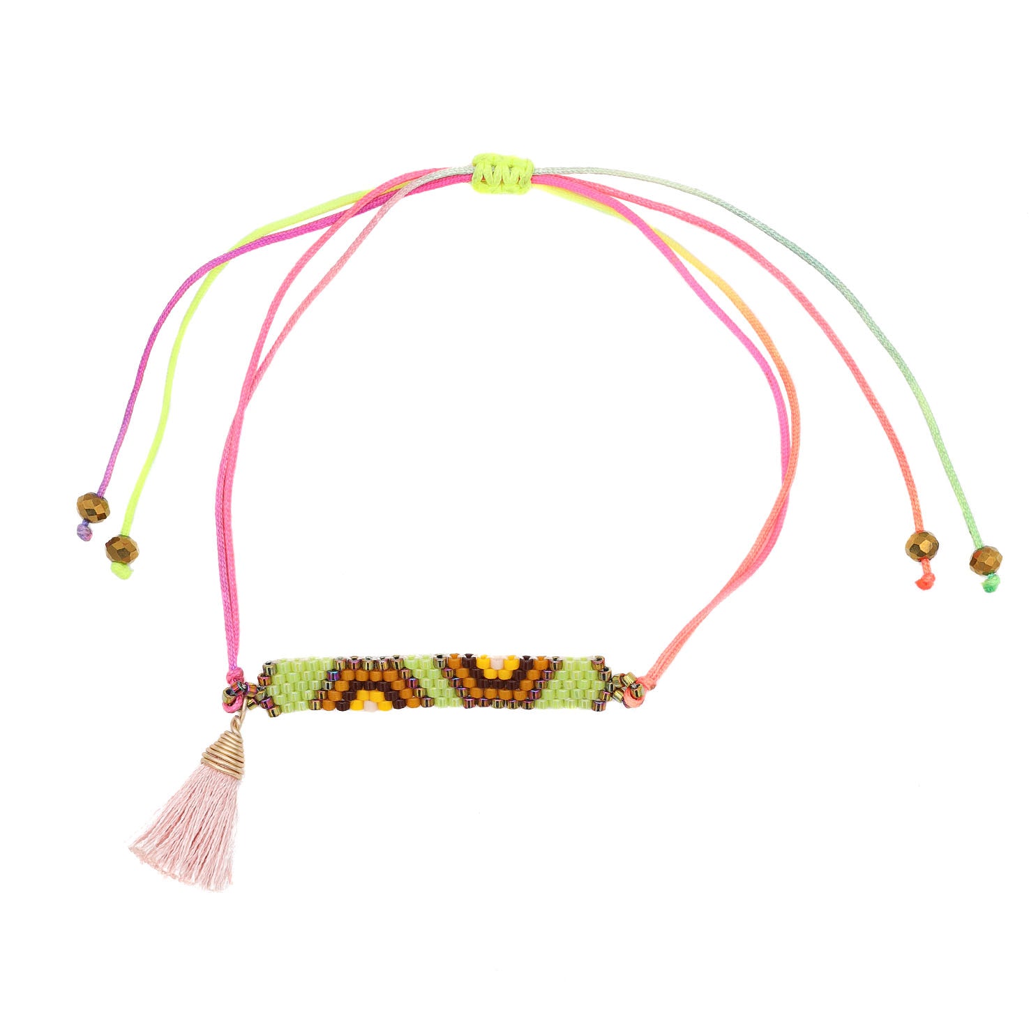 Wixárika Beaded Adjustable Bracelet with Tassel