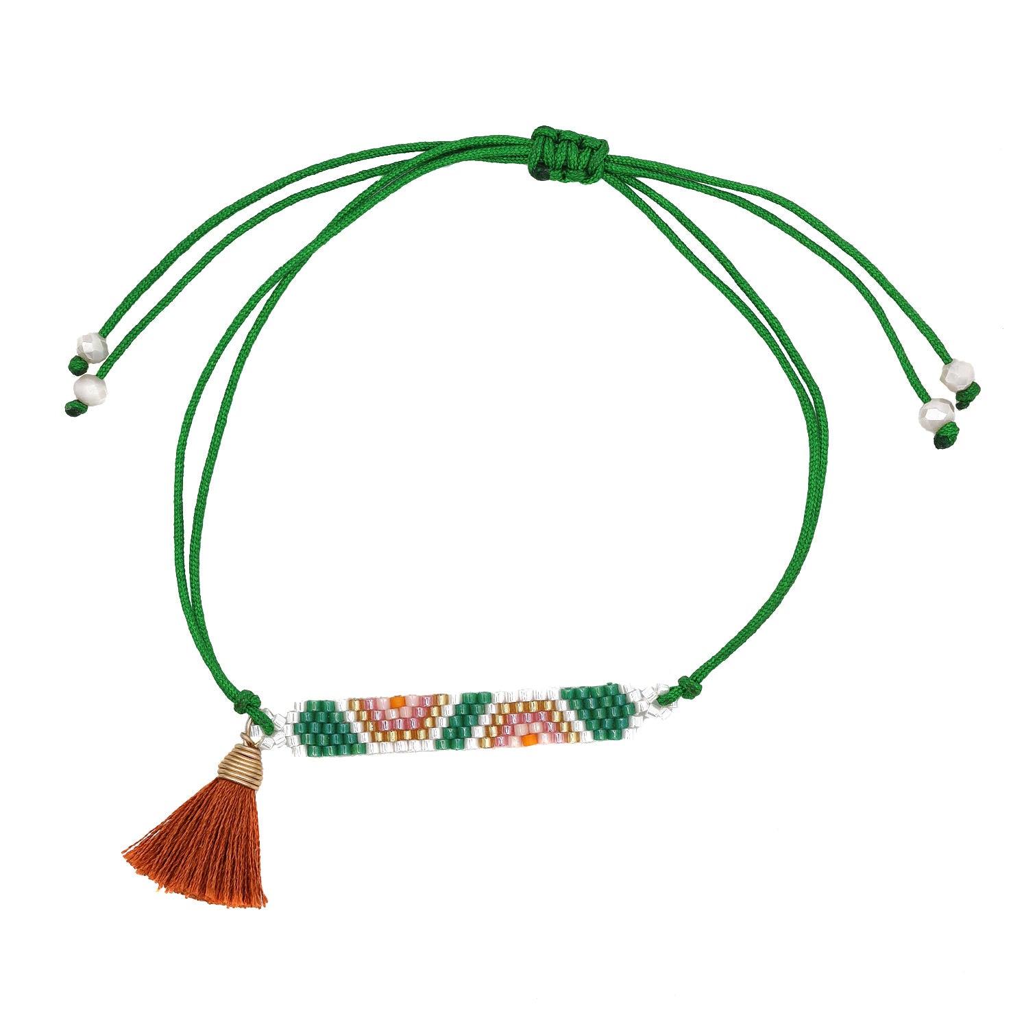 Wixárika Beaded Adjustable Bracelet with Tassel