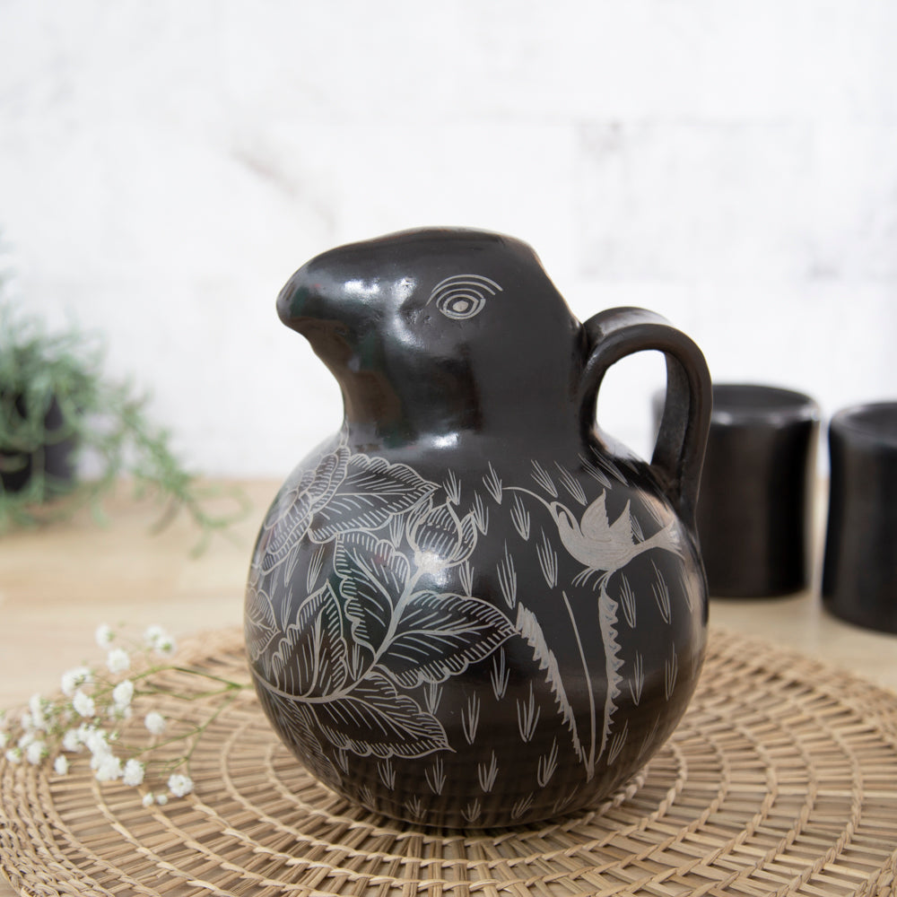 Huancito Hand-Painted Clay Bird Jug