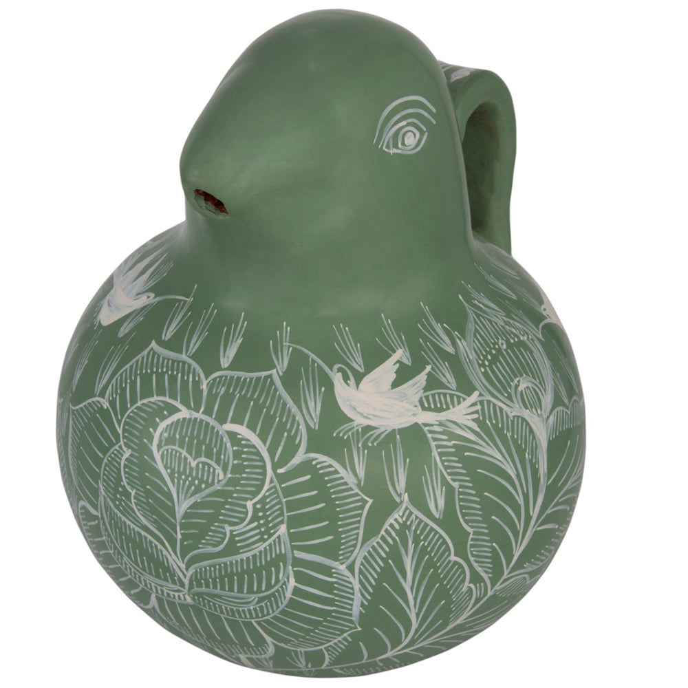 Huancito Hand-Painted Clay Bird Jug